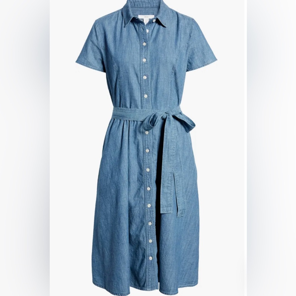 1901 Chambray Tie Waist Shirtdress